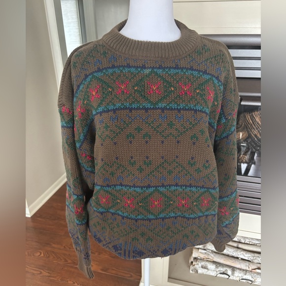 Eddie Bauer vintage Multicolor Patterned Sweater XL 100% cotton - Picture 1 of 6